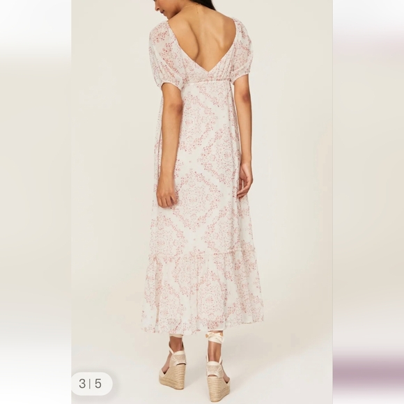 Slate & Willow for Revolve Pink Blush Whimisic Floral Print Midi Dress Slate Lg - Picture 3 of 13